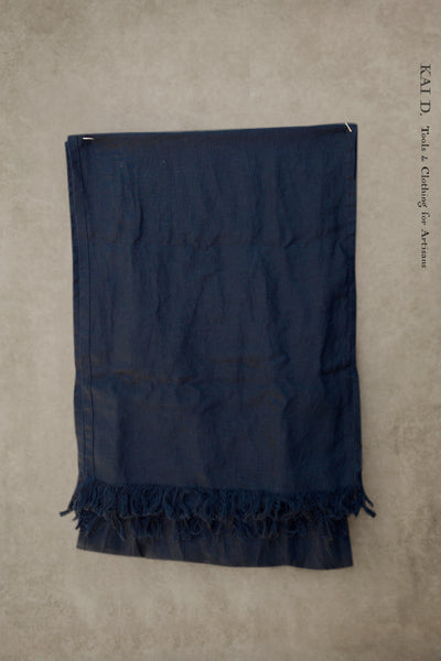 Organic Linen Scarf - Night Blue