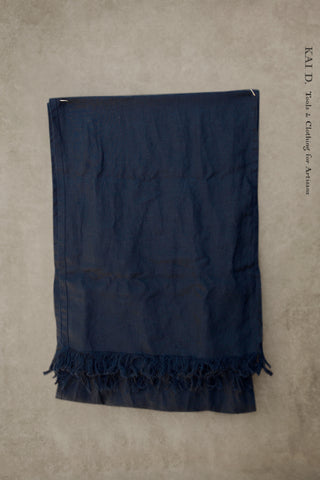 Organic Linen Scarf - Night Blue