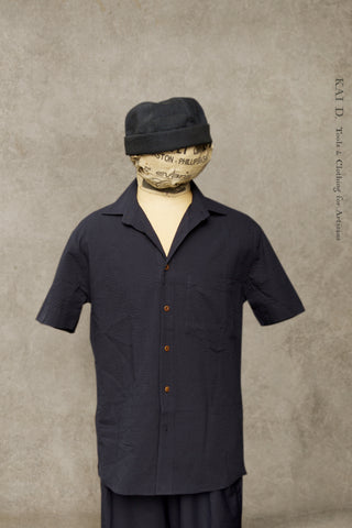 Cassady Shirt - Japanese Navy Seersucker  - S, M, L, XL, XXL