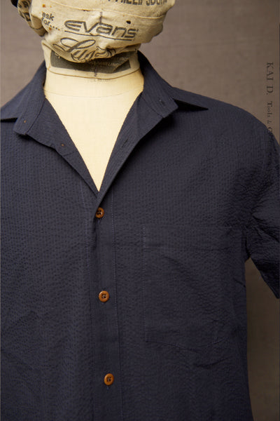 Cassady Shirt - Japanese Navy Seersucker  - S, M, L, XL, XXL