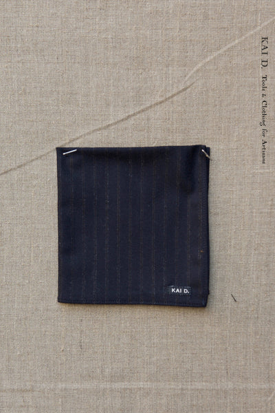 English Wool Stripe Pocket Square - Navy