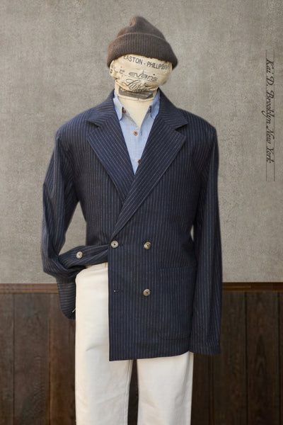 Double Breasted Jacket - Navy Pinstripe- 48 (NO RETURN)