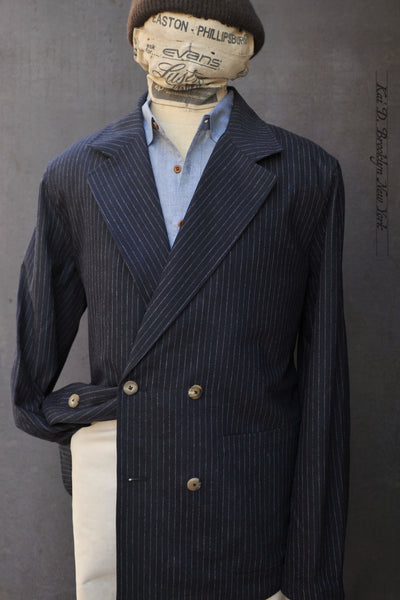 Double Breasted Jacket - Navy Pinstripe- 48 (NO RETURN)