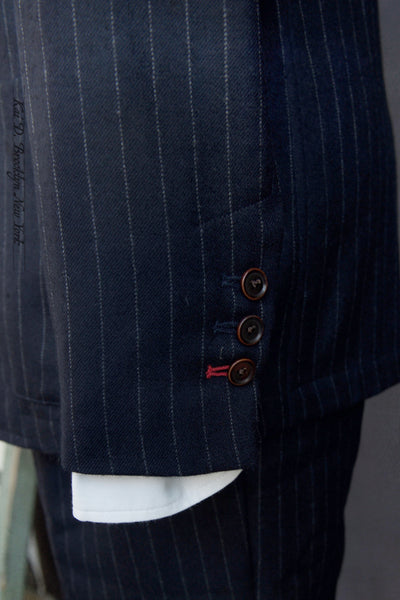 Shoemaker Jacket - British Chalk Stripe Wool - Navy - S, M, L, XL