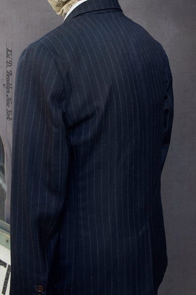 Shoemaker Jacket - British Chalk Stripe Wool - Navy - S, M, L, XL