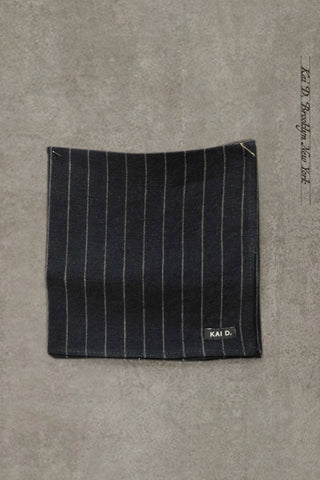 Italian Linen Pocket Square - Navy Pin Stripe