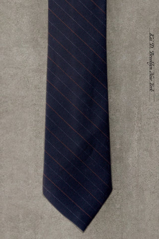 Super 120s Wool Tie  - Navy Stripe