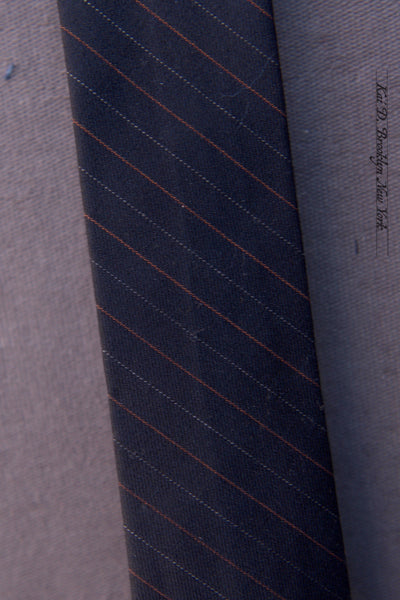 Super 120s Wool Tie  - Navy Stripe