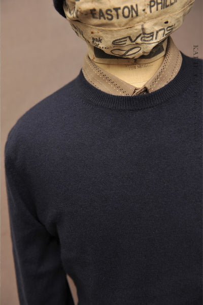 Mongolian Cashmere Sweater - Navy - M, L, XL