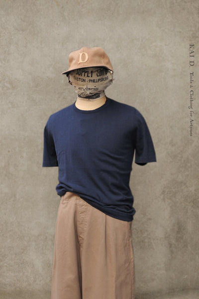 Fine Gauge Cotton Linen Tee - Blue - M, L, XL