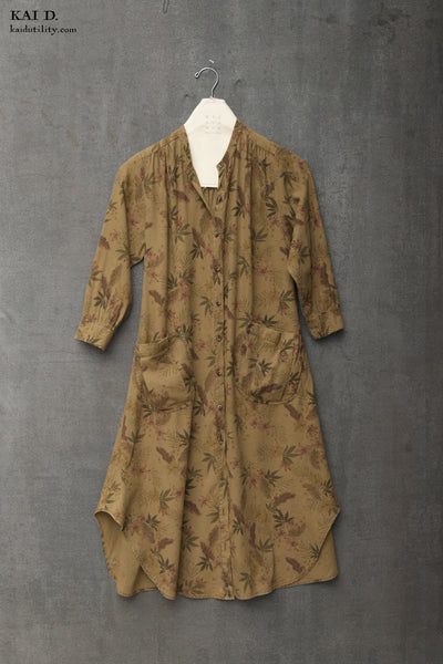 Over Dyed Floral Niki Dress - Vintage Tan - S, M