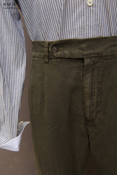 Novelist Trousers - Washed Linen Olive - 29, 31, 33, 35