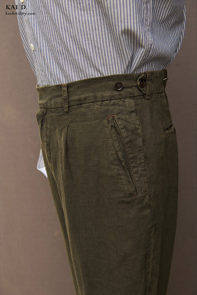 Novelist Trousers - Washed Linen Olive - 29, 31, 35