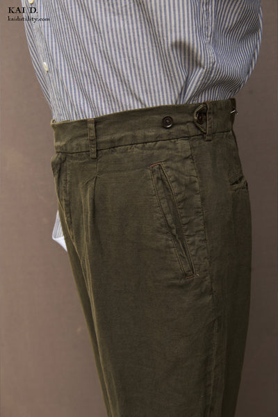 Novelist Trousers - Washed Linen Olive - 29, 31, 33, 35