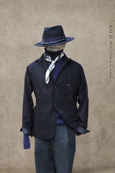 Degas Work Jacket - Herringbone Wool - Deep Navy - S, M, XL (NO RETURN)