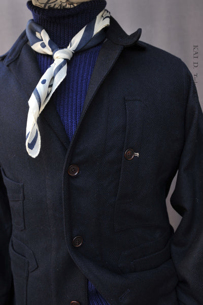 Degas Work Jacket - Herringbone Wool - Deep Navy - S, M, XL (NO RETURN)