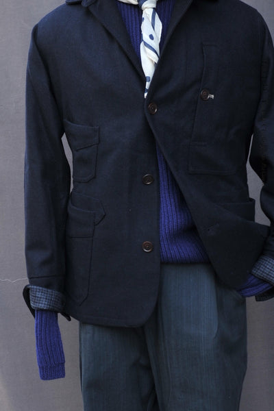 Degas Work Jacket - Herringbone Wool - Deep Navy - S, M, XL (NO RETURN)