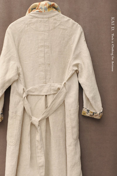 Belgian Stone Washed Linen Anthropologist Coat - Oatmeal - S