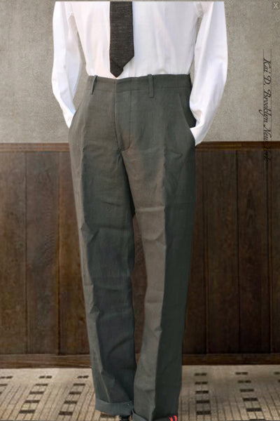 Belgian Linen Borough Pants - Officer Olive - 32, 34, 36