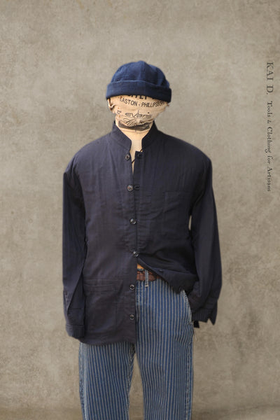 O'Hara Shirt - Navy Double Gauze Cotton - L