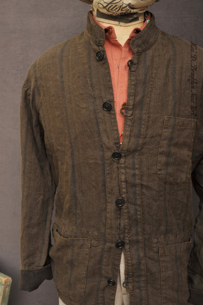 O'Hara Shirt - Over Dyed Heavy Linen - Olive Brown - L/XL (NO RETURN)