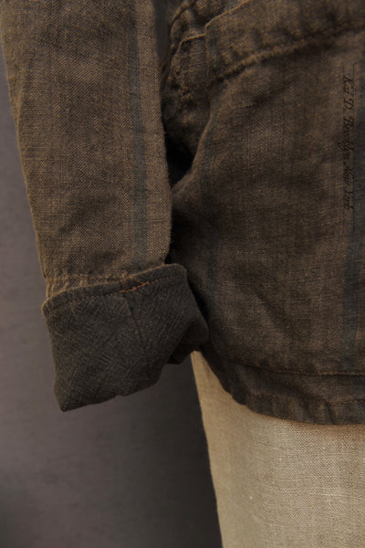 O'Hara Shirt - Over Dyed Heavy Linen - Olive Brown - L/XL (NO RETURN)