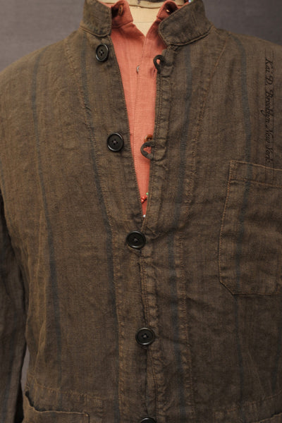 O'Hara Shirt - Over Dyed Heavy Linen - Olive Brown - L/XL (NO RETURN)