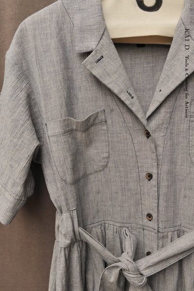 O'Keeffe Dress - Mist Blue Cotton Linen - XS, S, M