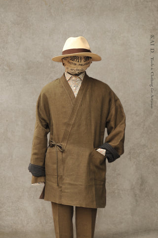Kyoto Japanese Farmer Coat - Green Japanese Linen Twill - S, M (NO RETURN)