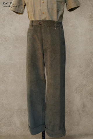 Cody Wide Leg Trousers - Olive - 34, 36