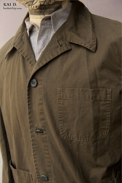 Garment Dyed Work Jacket - Dark Olive - S/M