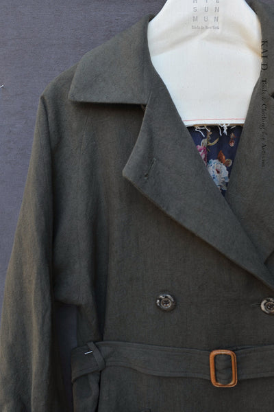 Jolie Coat - Japanese Linen - Olivewood-  S, M