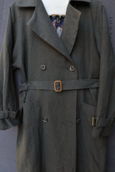 Jolie Coat - Japanese Linen - Olivewood-  S, M
