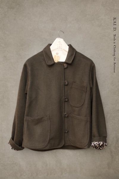 Mead Jacket - Wool/ Cashmere Deep Olive -  M (Shorter Version)