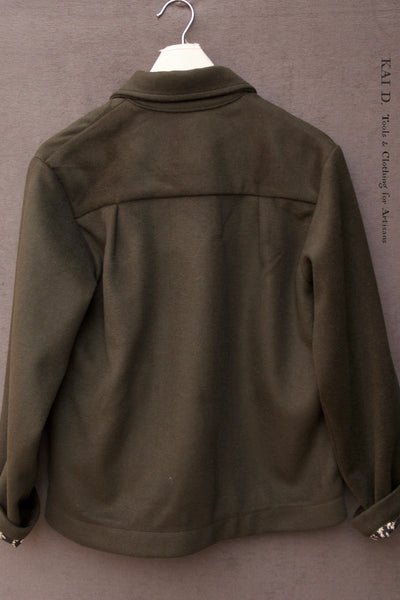 Mead Jacket - Wool/ Cashmere Deep Olive -  M (Shorter Version)