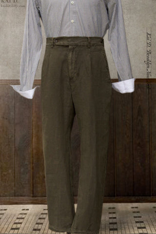 Novelist Trousers - Washed Linen Olive - 28/29, 32/33