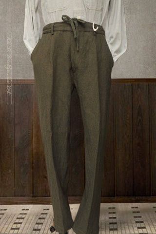 Oxnard One Pleat Pants - Soft Wool Herringbone - 48, 50, 52