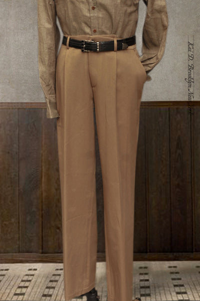 One Pleat Trousers - Plant Dyed Italian Cotton Twill - 46, 48, 52