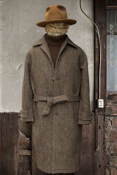 Heavy Over Coat - Sonsie Wool - Undyed Brown Herringbone - 48 (NO RETURN NO EXCHANGE)