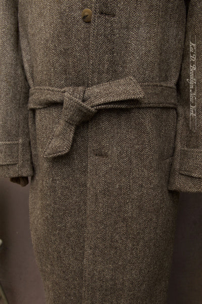 Heavy Over Coat - Sonsie Wool - Undyed Brown Herringbone - 48 (NO RETURN NO EXCHANGE)