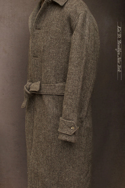 Heavy Over Coat - Sonsie Wool - Undyed Brown Herringbone - 48 (NO RETURN NO EXCHANGE)