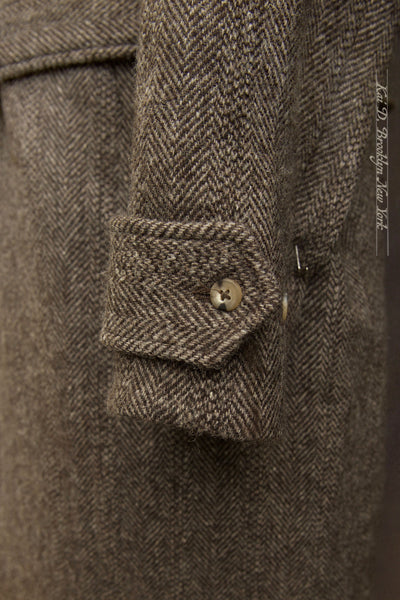 Heavy Over Coat - Sonsie Wool - Undyed Brown Herringbone - 48 (NO RETURN NO EXCHANGE)