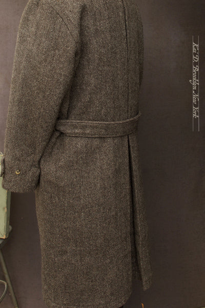 Heavy Over Coat - Sonsie Wool - Undyed Brown Herringbone - 48 (NO RETURN NO EXCHANGE)