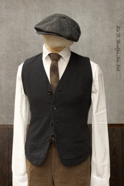 Over dyed houndstooth Cotton Vest - Deep indigo - M (slim)