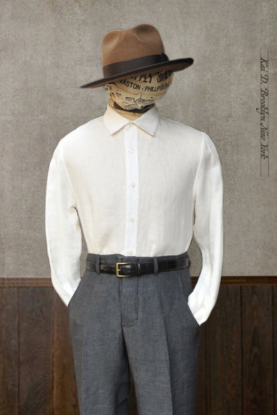 Delancey Shirt - Belgian Linen - Oyster White - M, L, XL, XXL
