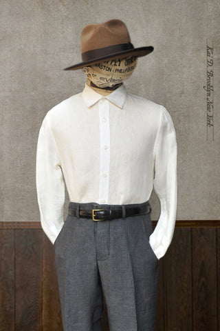 Delancey Shirt - Belgian Linen - Oyster White - M, L, XL, XXL