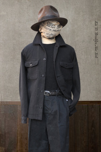 Padded Cotton Overshirt - Black - M, XL