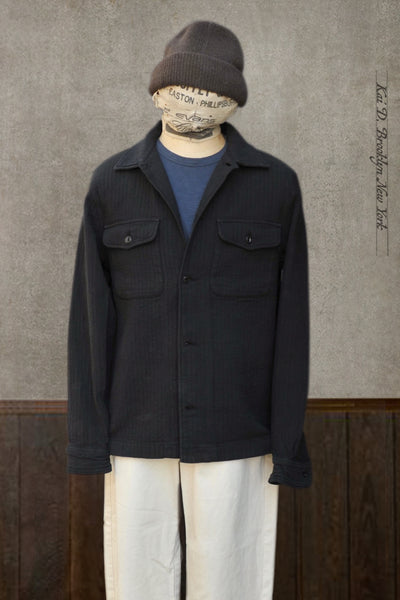 Padded Cotton Overshirt - Black - M, L, XL