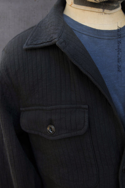 Padded Cotton Overshirt - Black - M, L, XL