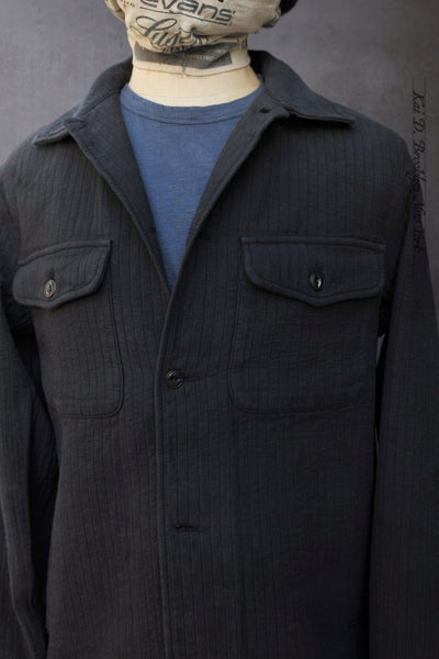 Padded Cotton Overshirt - Black - M, L, XL